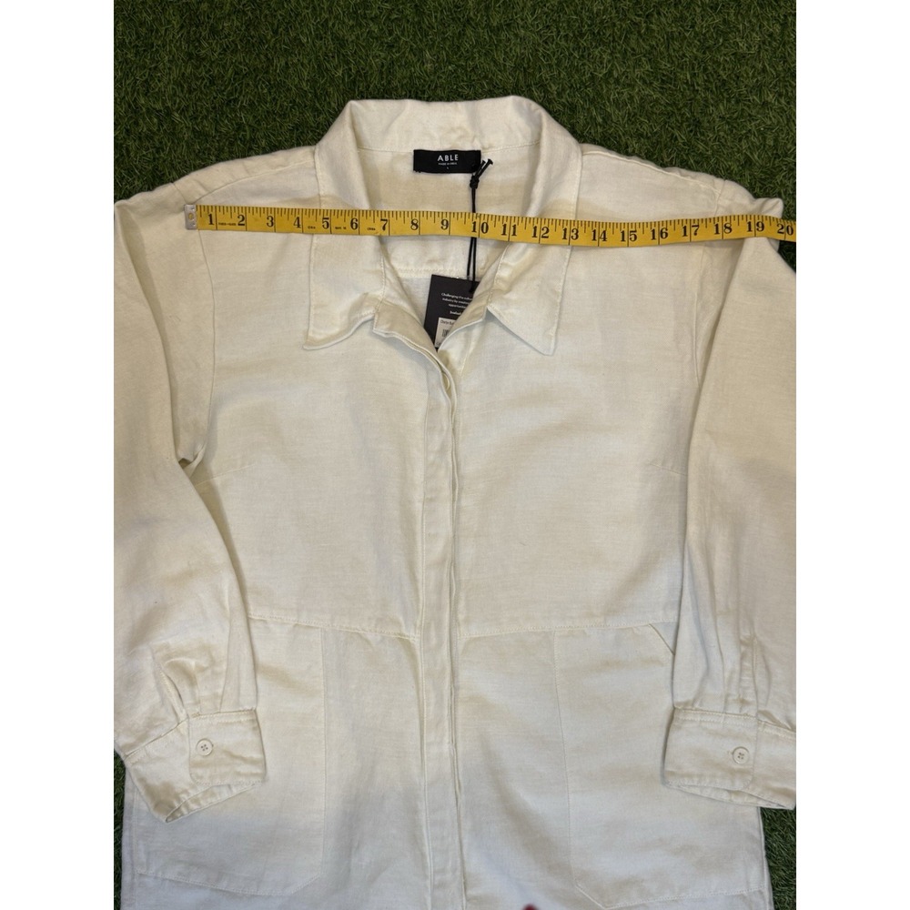 Able Charlyn Jumpsuit Women Large Cream Antique White Button Down One Piece NWT - Picture 13 of 16